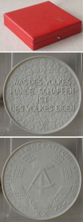 Vintage rare Germany DDR porcelain plaque Meissen case  