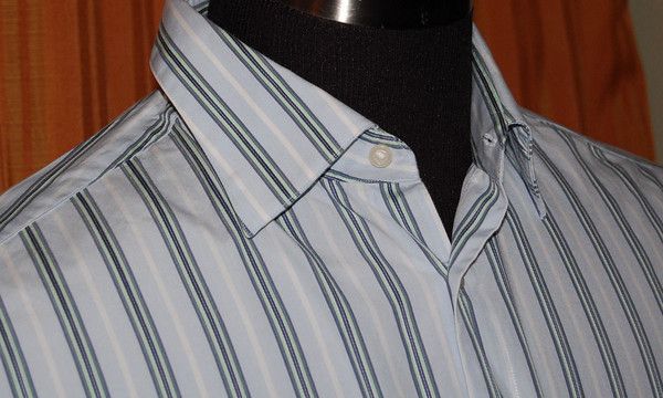 HUGO BOSS LONG SLEEVE BLUE GREEN WHITE SHIRT MENS LARGE  