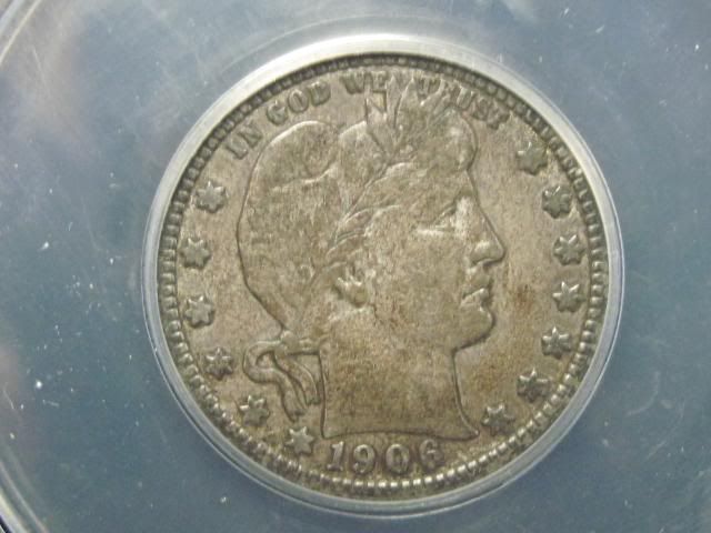   Barber Quarter ANACS F12   Dark Toning   Beautiful Coin  