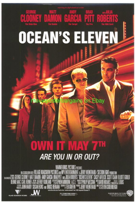 OCEANS 11 MOVIE POSTER MINI SHEET GEORGE CLOONEY  