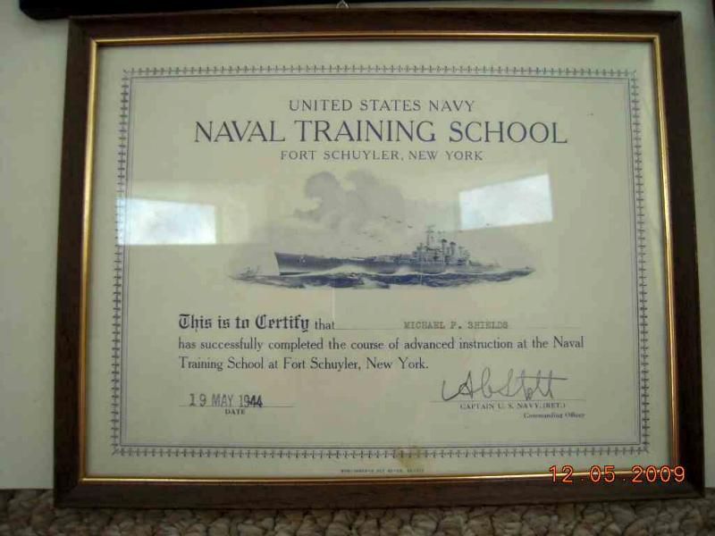 LOT vintage NAVAL DIPLOMAS certificates MICHAEL SHIELDS  