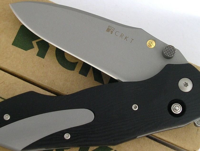 CRKT Elishewitz Anubis Button Lock AUS8 Blade Knife  