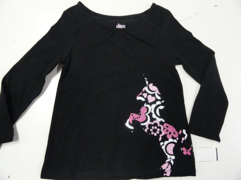 NEW Circo Girls Unicorn Top Black w Pink Unicorns 2T 3T  