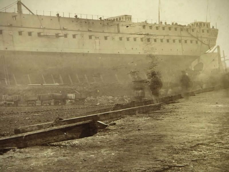   Mammoth Plate Albumen Prints of the HMS Malabar Under Construction