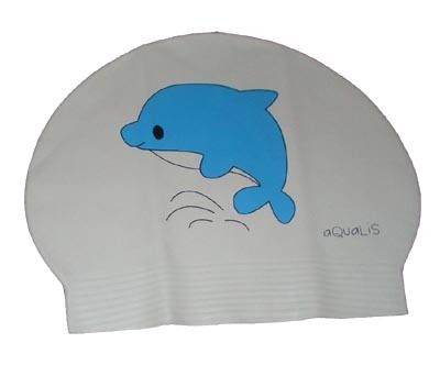 New AQUALIS Baby Dolphin White Latex Kids Swim Cap  