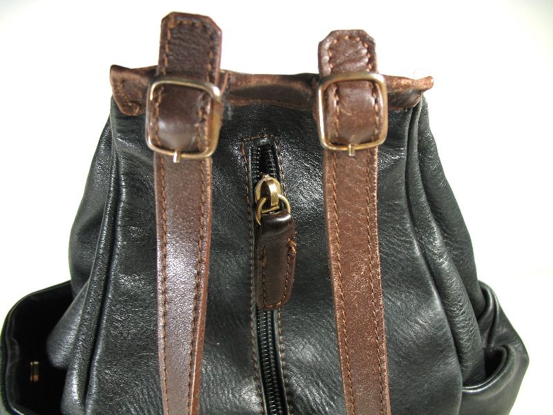 BRUNO ROSSI BLACK LEATHER BACKPACK, ITALY  