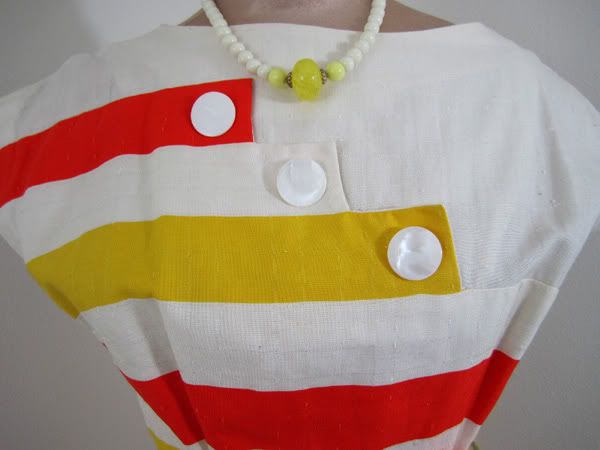 VinTaGe 50s*YELLOW ORANGE SUNSHINE STRIPE*SPRING GLAM PIN UP FAB 