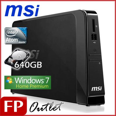 MSI Wind Box DE220 Atom D510 ATI 4350 2GB+640GB Win7HP  