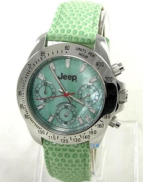 LADIES JEEP 20 ATM DIVERS CHRONOGRAPH SPORTS WATCH GRN  