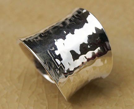 HAMMERED RING .925STERLING SILVER Size US=8/P,Adj  