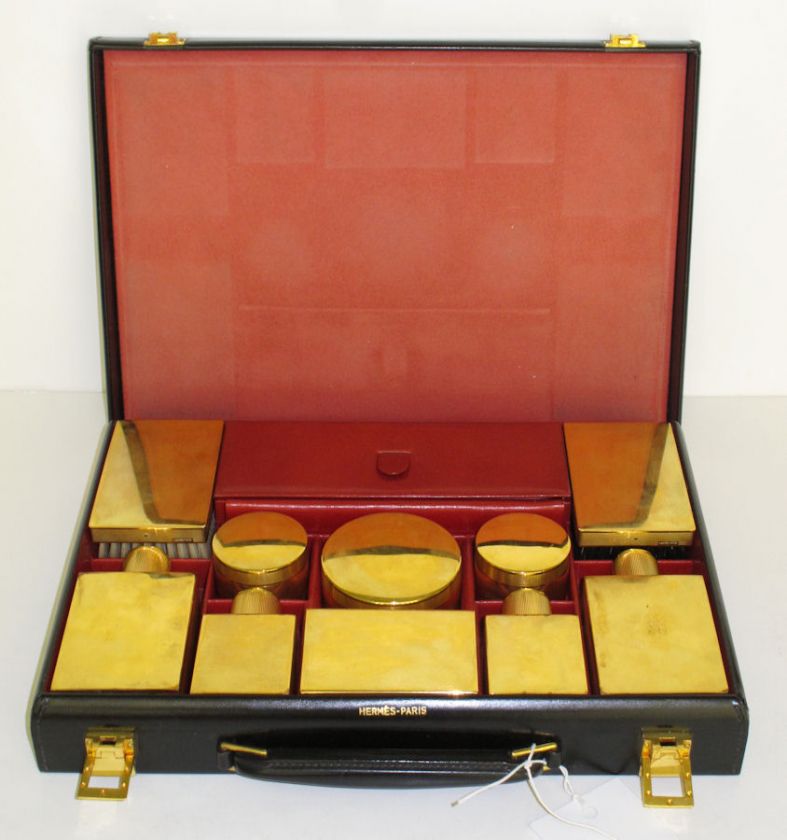 Hermes Vintage Leather Grooming Vanity Travel Case  