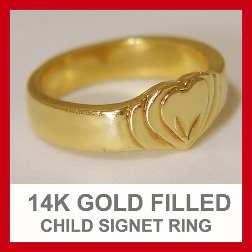 NEW 14K HEAVY GOLD GP PRECIOUS CHILD HEART RING ALL SIZES FAST FREE 