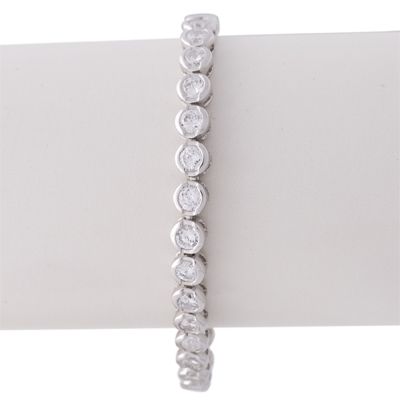 925 Sterling Silver Bezel Set Round 6 7 Bracelet  