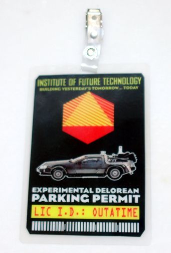 Back To The Future Delorean Future Parking ID Card Prop  
