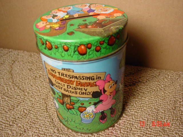 Vintage Disney Bank Strawberry Bath Powder Fantasyland  