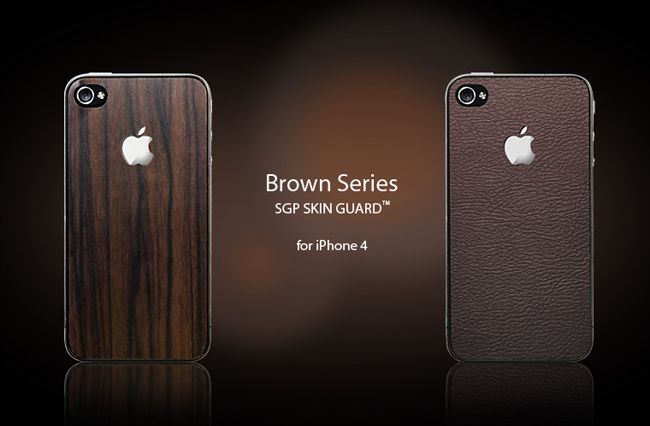 SGP iPhone 4S Skin Guard Set Series   Leather Brown 884828112646 