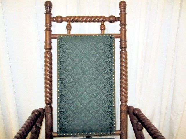 Antique Barley Twist Platform Rocker from 1800s Dark Oak Beautiful 