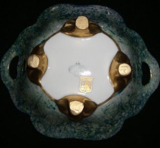 ANTIQUE PICKARD GERMANY GOLD/BLUE CANDY DISH  