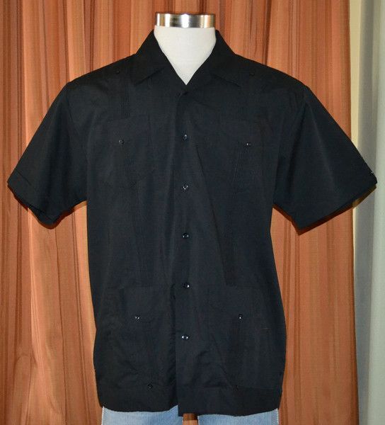 the Havanera Co SHORT SLEEVE CASUAL BLACK CUBAN CIGAR SHIRT MENS LARGE 