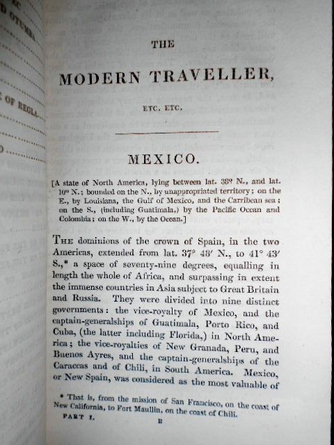 1825 MODERN TRAVELLER MEXICO GUATEMALA 1ST EDITN FOLDOUT MAP GEOGRAPHY 