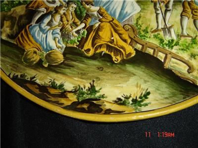 ANTIQUE Italian FAENZA,FAIENCE MAJOLICA PLATE 15 1/2  