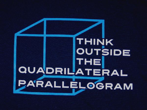 Think Outside the Quadrilateral Parallelogram Humor T Shirt NEW UNWORN 