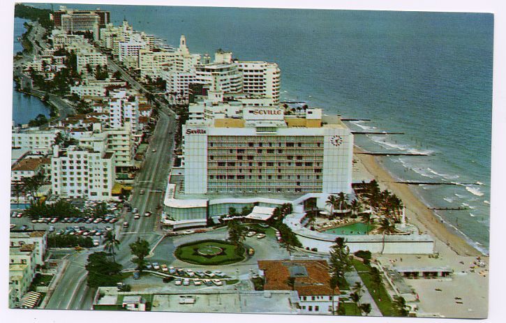 071007 AERIAL VIEW HOTEL ROW MIAMI BEACH FL POSTCARD  