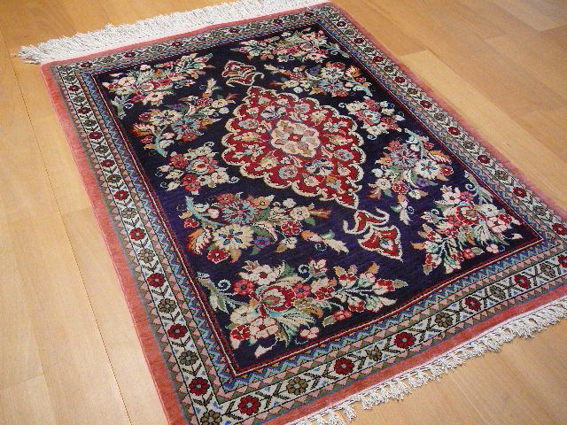 TEPPICH GHOM 77 x 60 cm HANDGEKNÜPFT SEIDE PERSIEN QUM SILK RUG IRAN 