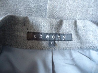 THEORY GRAY STRIPES WOOL STRETCH 2 BUTTON JACKET SZ 4  