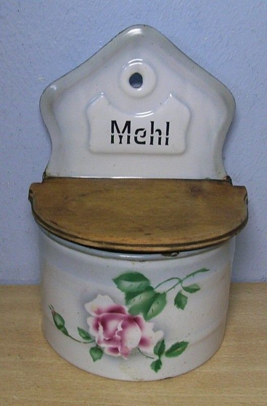 Antique German Enamel Wall Holder Rose #W  