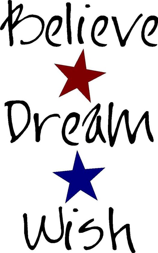 Believe Dream Wish   Vinyl Wall Art Decals Words Quotes  