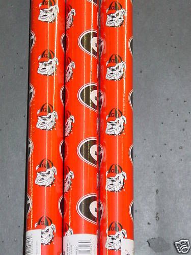 NCAA Georgia Bull Dogs Wrapping Paper (3 rolls) NEW  