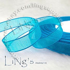 50 YD Teal Blue Organza Ribbon Scrapbook Craft Bow  