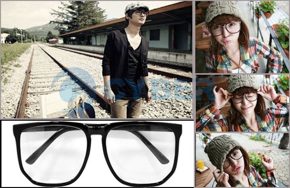 large square fashion clear lens frame wayfarer black nerd glasses