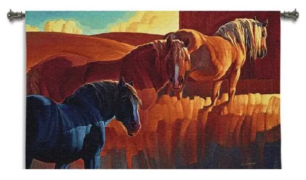 SHADOWS OF THREE HORSES ART DECOR TAPESTRY WALL HANGING  