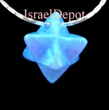 Blue Opal Merkaba Pendant on 925 Silver Chain Necklace  