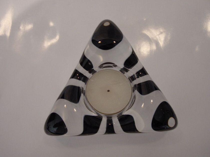 KOSTA BODA PIECE OF CAKE VOTIVE BLACK/WHITE BY ULRICA HYDMAN VALLIEN 