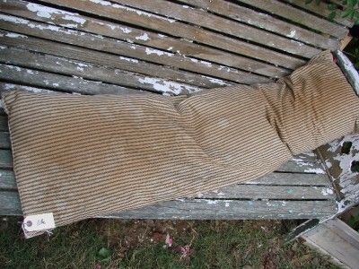 VINTAGE KHAKI & BLUE STRIPE BOLSTER PILLOW PRIMITIVE DECOR  