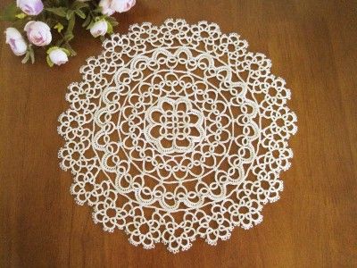 Vintage Hand Cotton Tatting Lace Round Doily NEW Ecru  