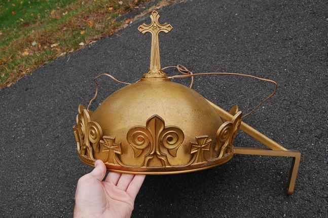 Old Ornate Tabernacle Cover, Dome w/lamp + chalice +  