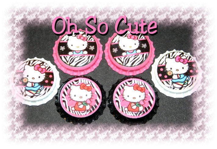 OhSoCute Zebra Hello Kitty lot Double Sealed Bottle Cap  