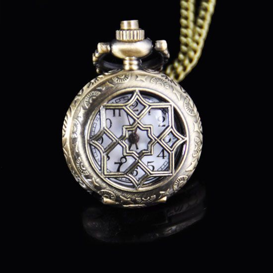 MINI BRONZE VINTAGE STYLE WOMEN POCKET QUARTZ WATCH FREE NECKLACE FREE 