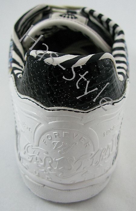 Men Christian Audigier Hardy Black White STACT Shoes 12  