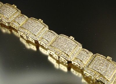 MENS YELLOW GOLD FINISH SPARKLING MICROPAVE CZ BRACELET  