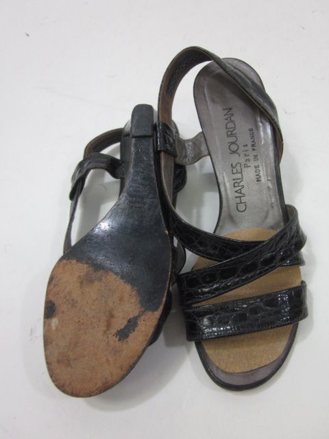 CHARLES JOURDAN Leather Strappy Wedge Sandals Sz 6  