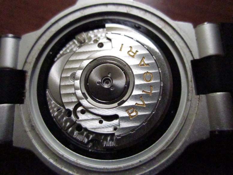 Bvlgari BVLGARI Aluminium Date Mens Watch Black Rubber Automatic 38mm 