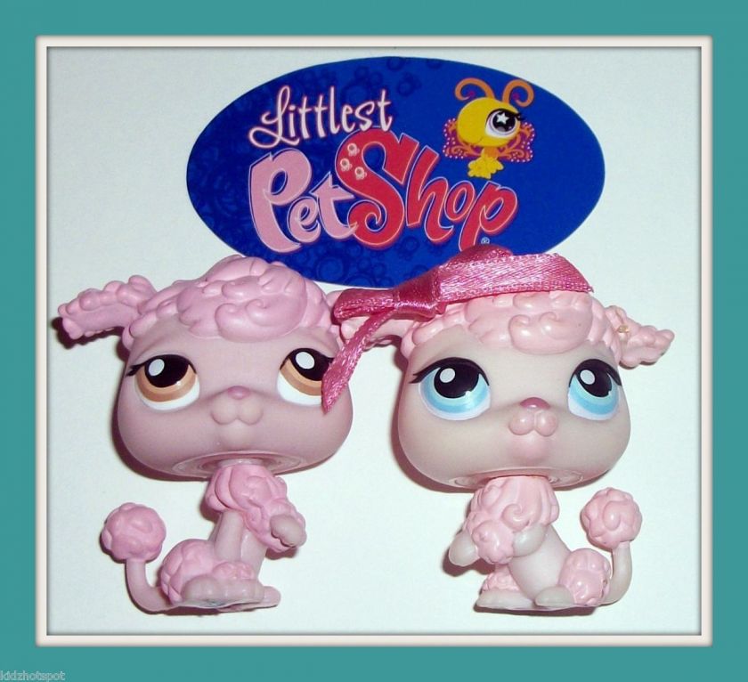 LPS PINK FRENCH POODLE PUPPY DOG LOT~#48 & #403~Littlest Pet Shop 