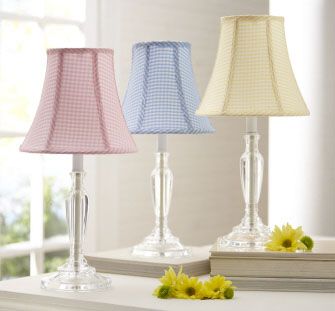 Yellow, Pink or Blue Gingham Acrylic Lamp for Nursery  