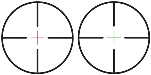 Illuminates in both Red and Green. Reticle is Black when not 