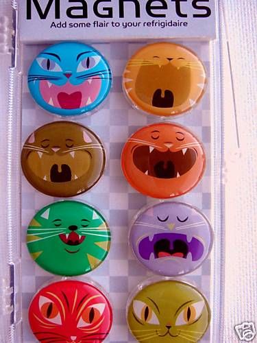 10 Refrigerator Cat Magnets Darling Unique Faces NWT  